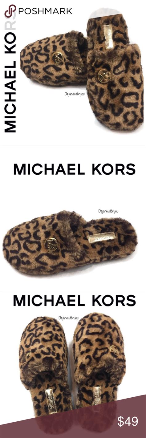 michael kors jet set leopard slippers|Michael Kors MK Jet Set Faux Fur Leopard Womens 8 Slippers.